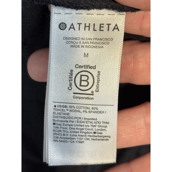Athleta Presence Twist Sweatshirt Black Size Medium Long Sleeve Low Back Cropped - Picture 6 of 11
